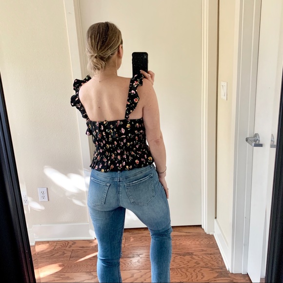 | f21• midnight smocked floral flounce top | - Picture 3 of 5